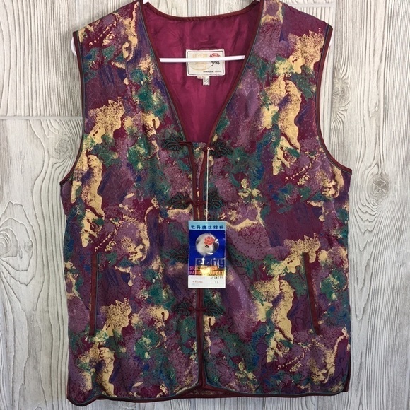 VINTAGE PEONY Brand Vest Silk Wadding Padded Jacket XL NWT - Picture 1 of 12